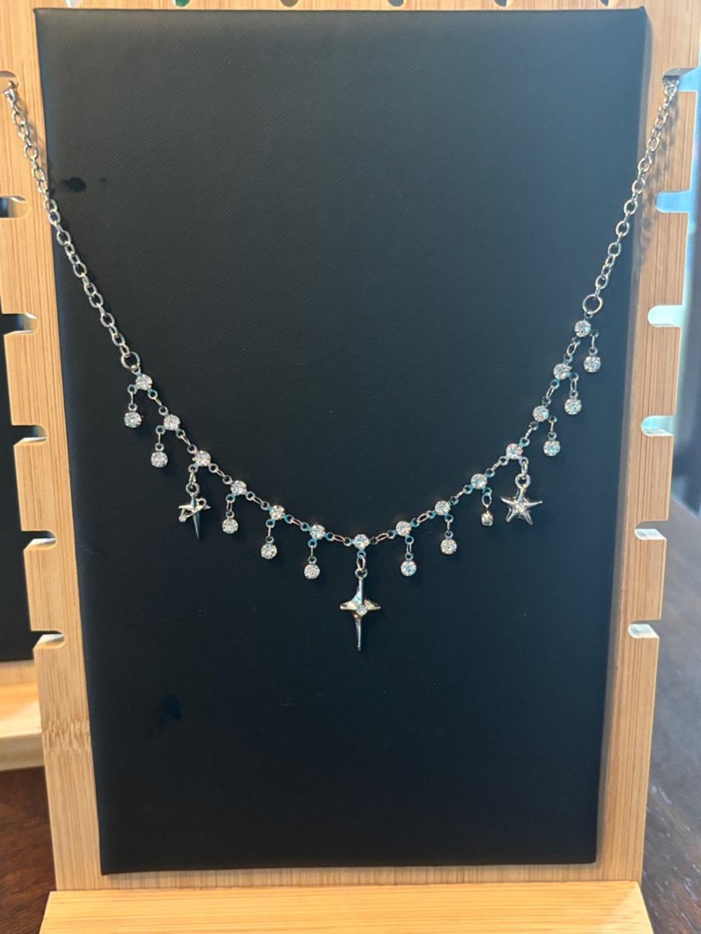 Silver Star & Dangle Crystal Necklace - Women Jewelry